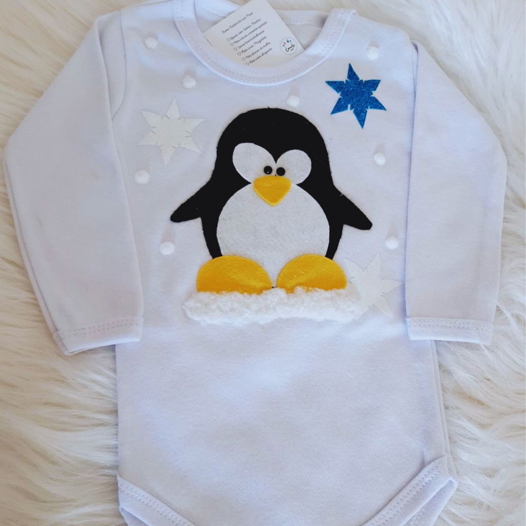 Body de Bebê Personalizados Pinguim